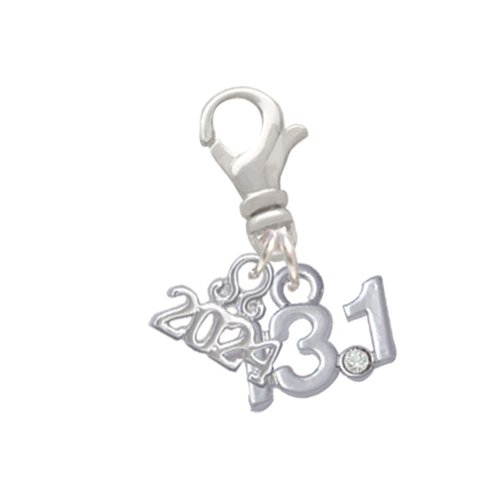 Delight Jewelry Silvertone Half Marathon - 13.1 with Crystal Clip on Charm with Year 2024 Image 4