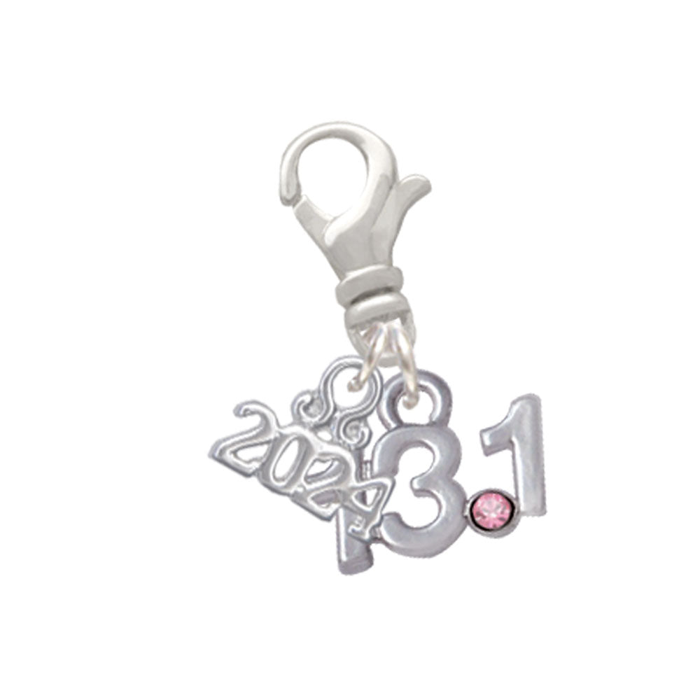 Delight Jewelry Silvertone Half Marathon - 13.1 with Crystal Clip on Charm with Year 2024 Image 6