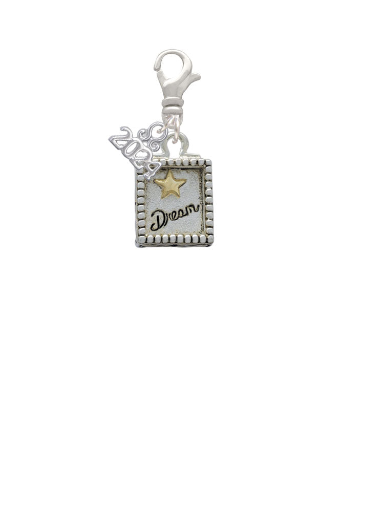 Delight Jewelry Two-tone Shadow Box Message Clip on Charm with Year 2024 Image 2