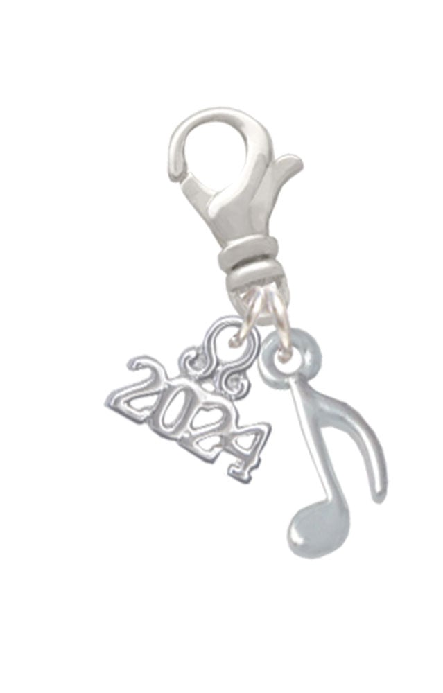 Delight Jewelry Plated Mini Eighth Note Clip on Charm with Year 2024 Image 1