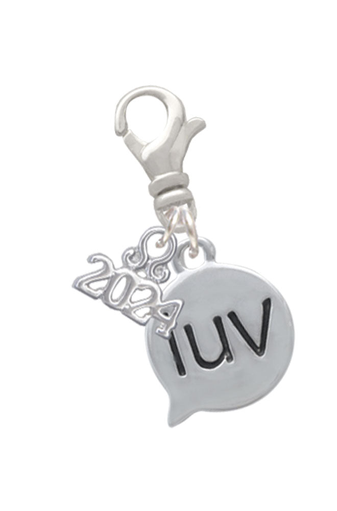 Delight Jewelry Silvertone Text Chat -Message - Clip on Charm with Year 2024 Image 1