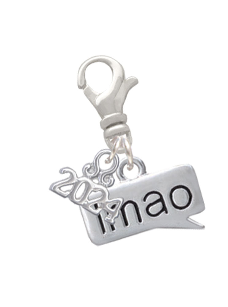Delight Jewelry Silvertone Text Chat -Message - Clip on Charm with Year 2024 Image 4