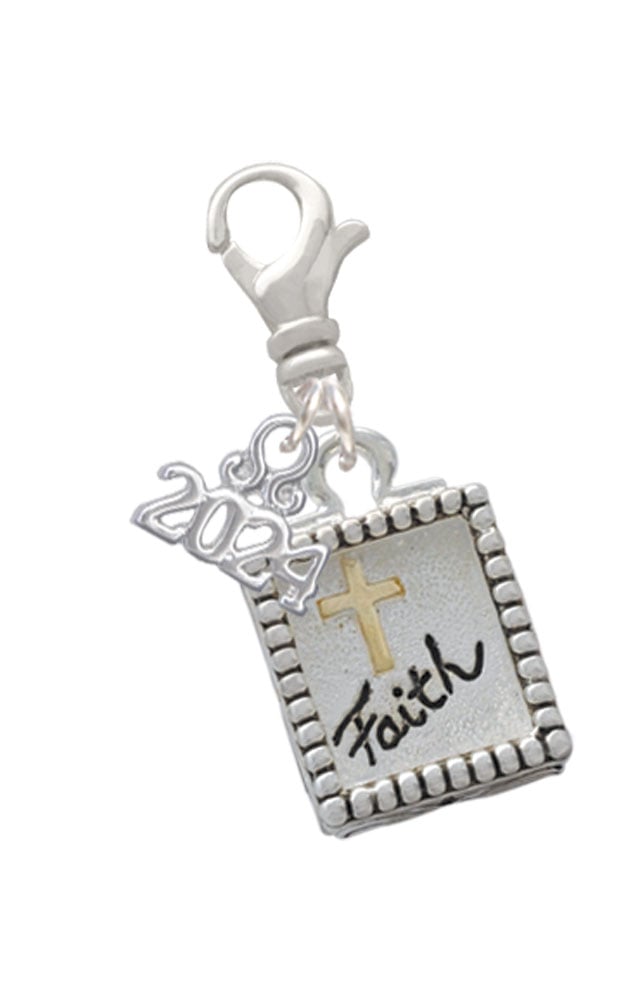 Delight Jewelry Two-tone Shadow Box Message Clip on Charm with Year 2024 Image 4