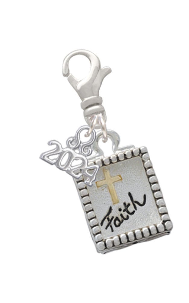 Delight Jewelry Two-tone Shadow Box Message Clip on Charm with Year 2024 Image 1