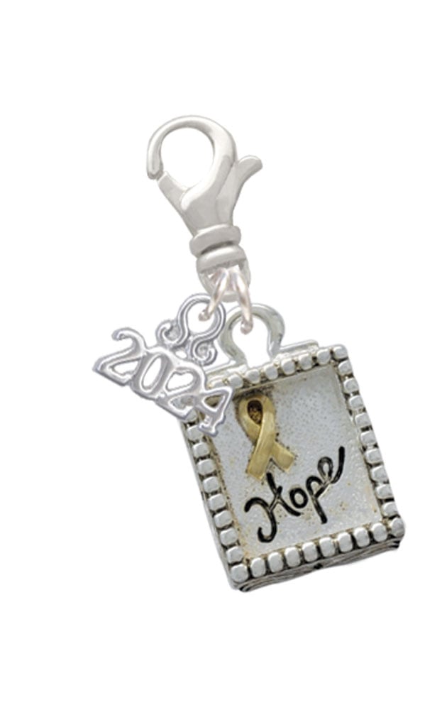 Delight Jewelry Two-tone Shadow Box Message Clip on Charm with Year 2024 Image 1