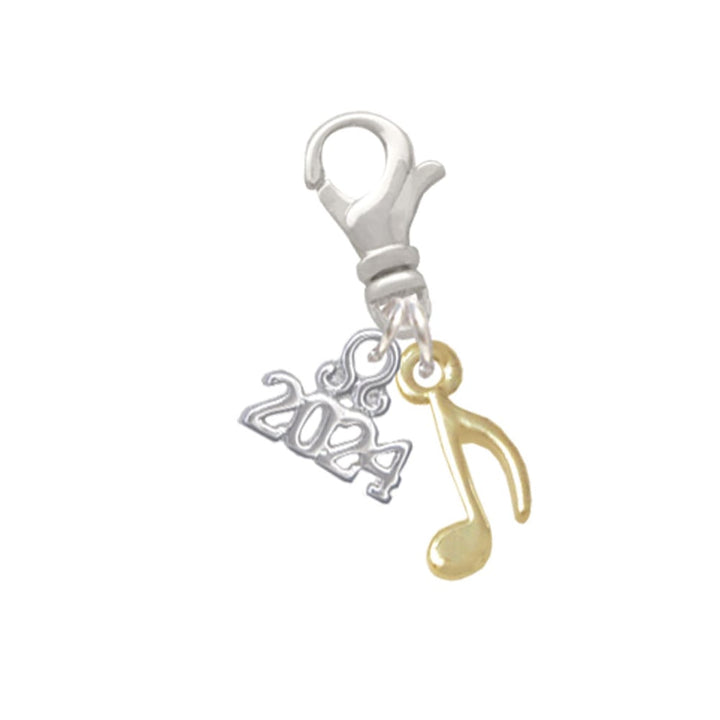 Delight Jewelry Plated Mini Eighth Note Clip on Charm with Year 2024 Image 1