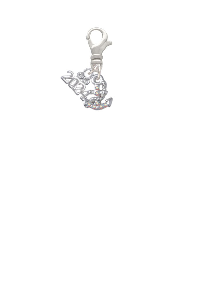 Delight Jewelry Plated Mini AB Crystal Anchor of Hope Clip on Charm with Year 2024 Image 2