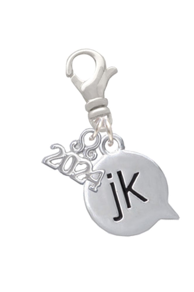 Delight Jewelry Silvertone Text Chat -Message - Clip on Charm with Year 2024 Image 1