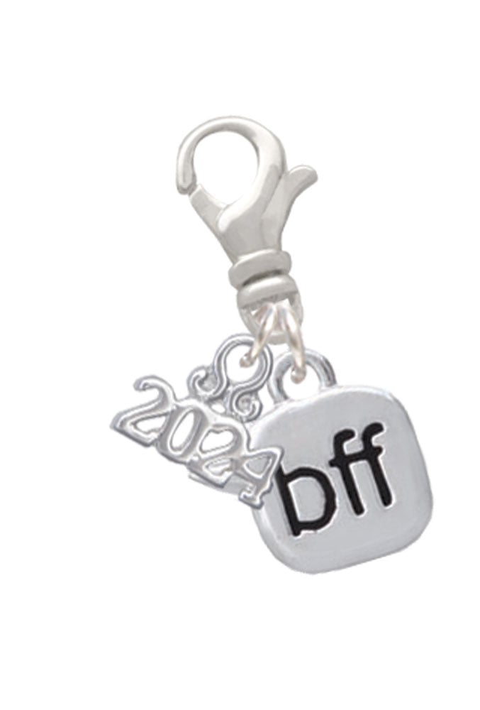 Delight Jewelry Silvertone Text Chat -Message - Clip on Charm with Year 2024 Image 7
