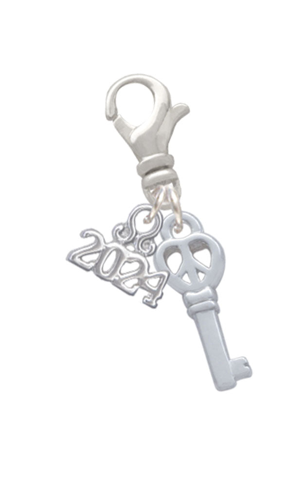 Delight Jewelry Plated Mini Open Peace Heart Key Clip on Charm with Year 2024 Image 1