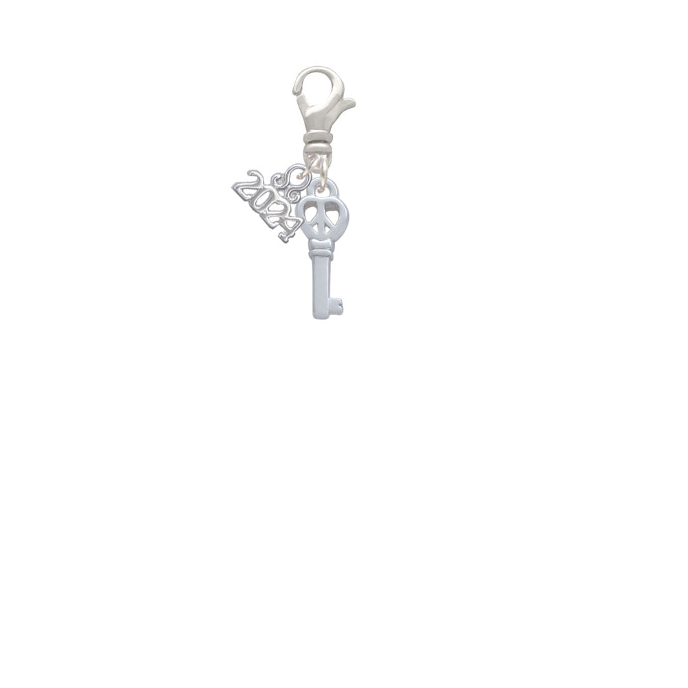 Delight Jewelry Plated Mini Open Peace Heart Key Clip on Charm with Year 2024 Image 2