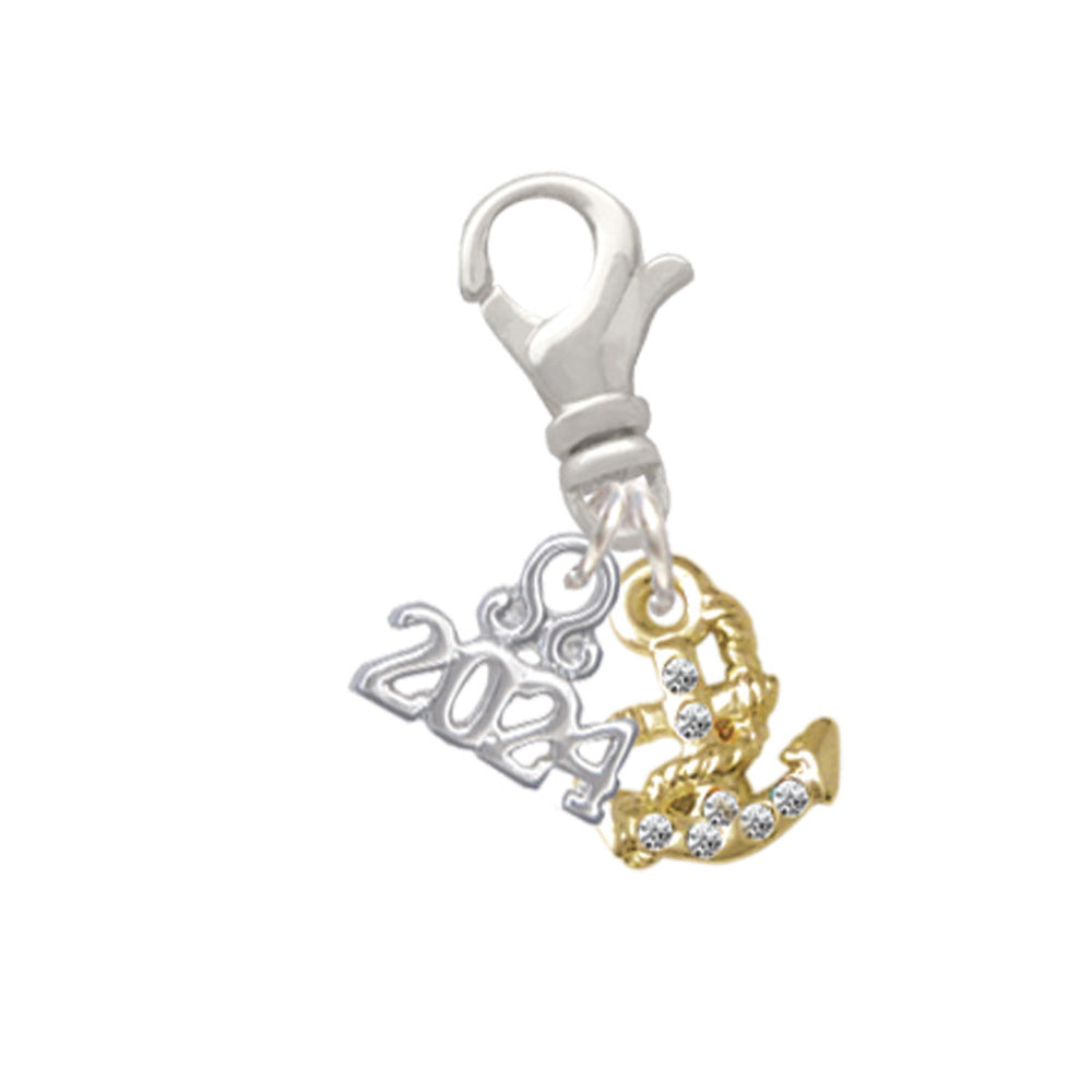 Delight Jewelry Plated Mini AB Crystal Anchor of Hope Clip on Charm with Year 2024 Image 4