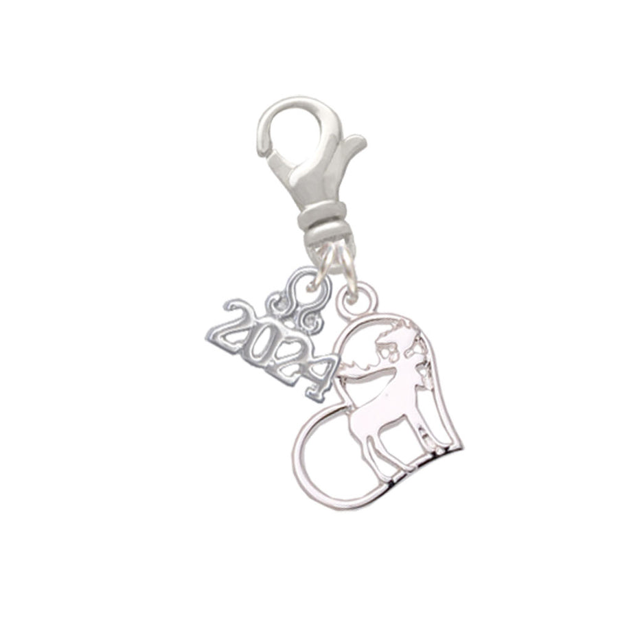 Delight Jewelry Plated Moose in Heart - Clip on Charm with Year 2024 Image 1
