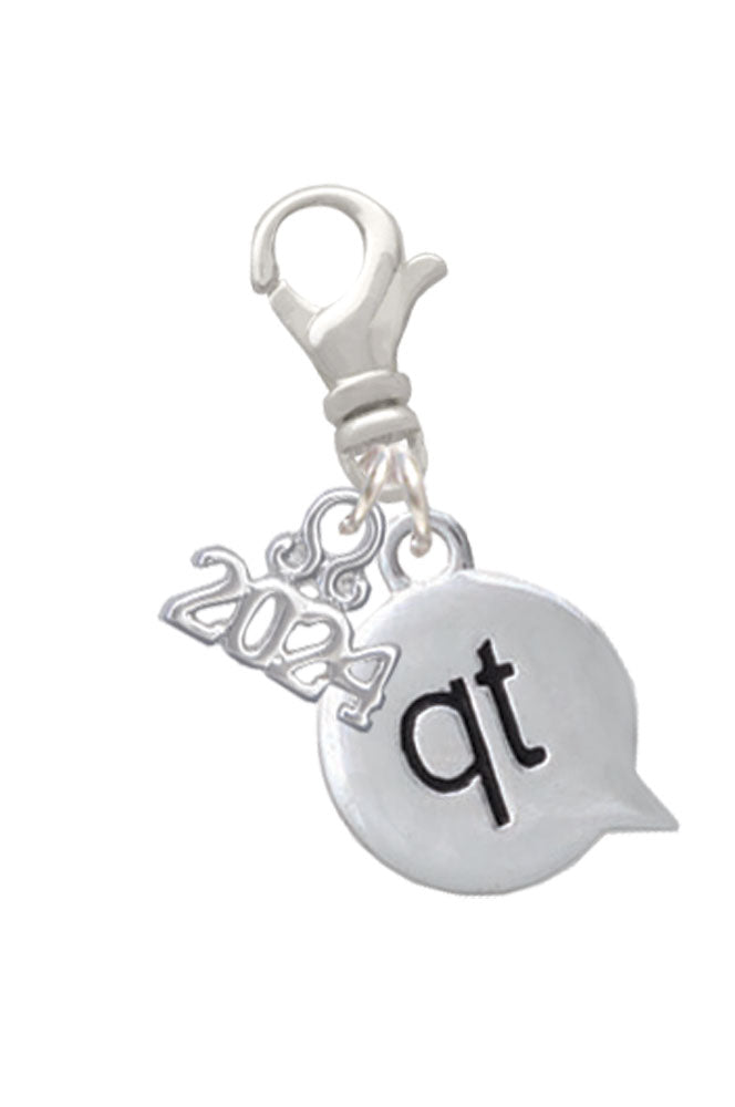 Delight Jewelry Silvertone Text Chat -Message - Clip on Charm with Year 2024 Image 8