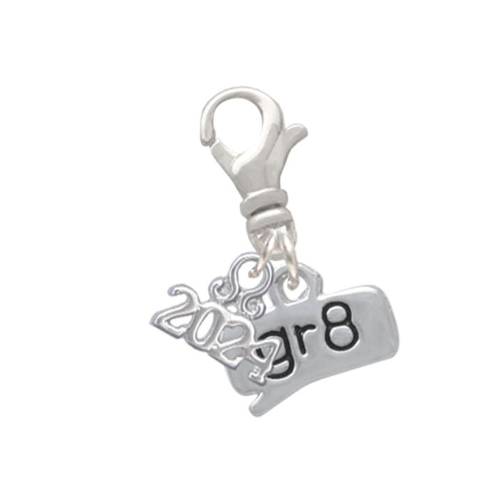 Delight Jewelry Silvertone Text Chat -Message - Clip on Charm with Year 2024 Image 1