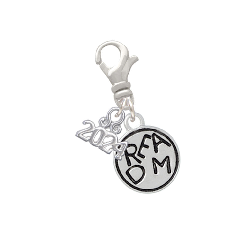 Delight Jewelry Silvertone Message in Circle Clip on Charm with Year 2024 Image 1