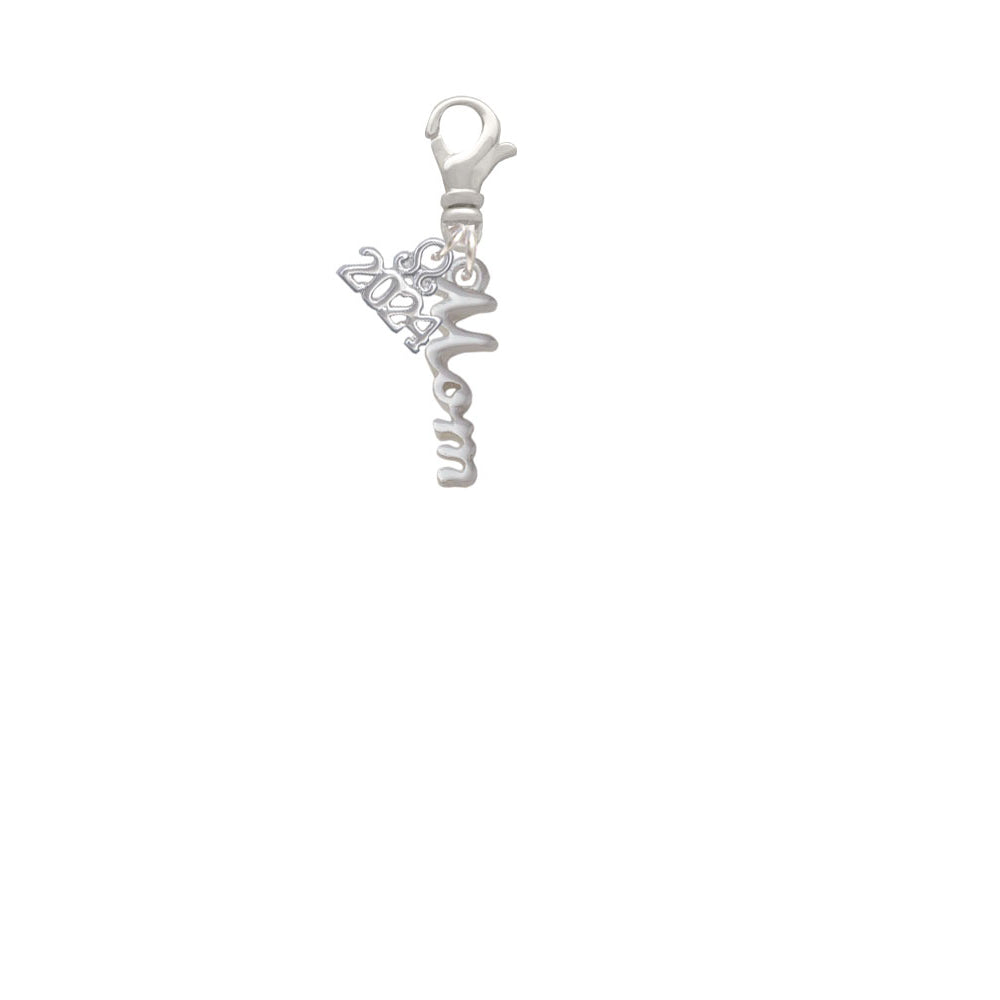 Delight Jewelry Plated Small Mom Script Clip on Charm with Year 2024 Image 2