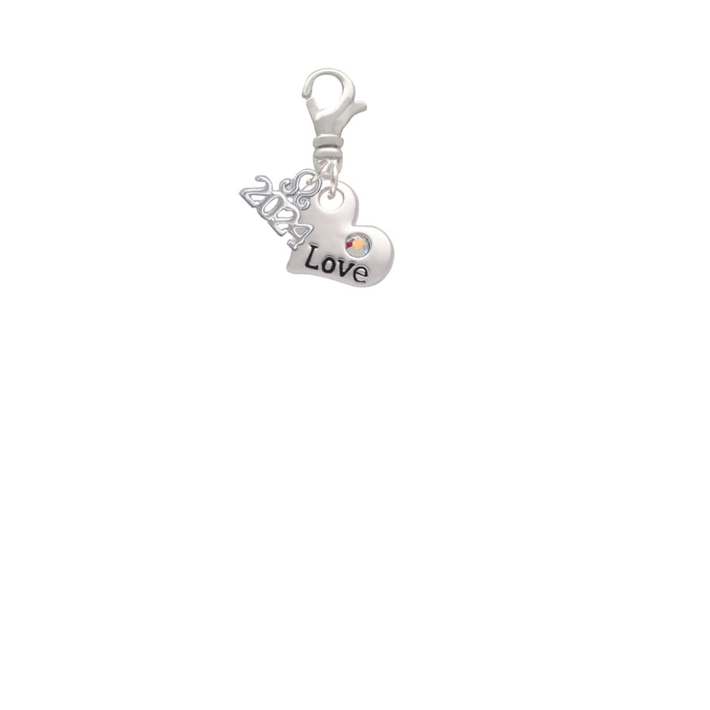 Delight Jewelry Message Heart with AB Crystal Clip on Charm with Year 2024 Image 2