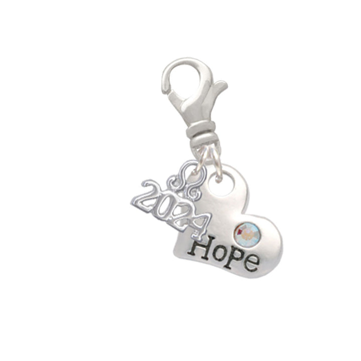 Delight Jewelry Message Heart with AB Crystal Clip on Charm with Year 2024 Image 1