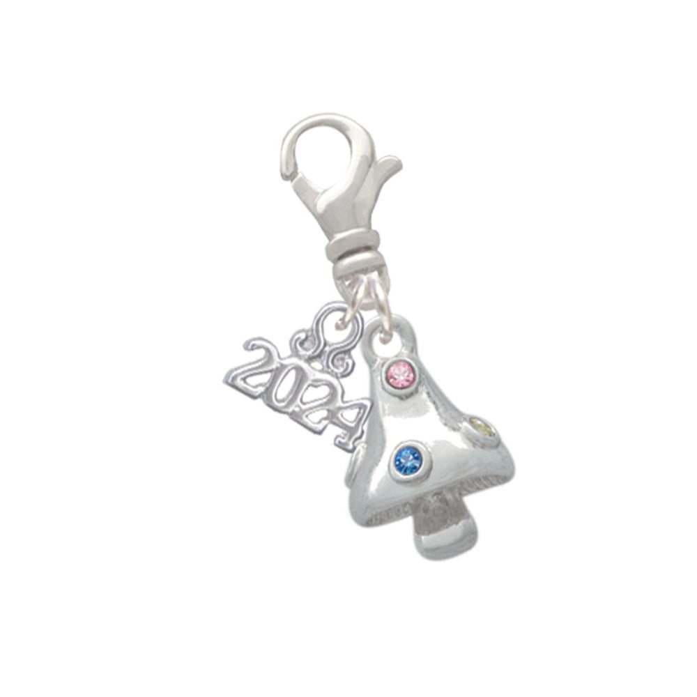 Delight Jewelry Silvertone 3-D Mushroom with Crystals Clip on Charm with Year 2024 Image 1