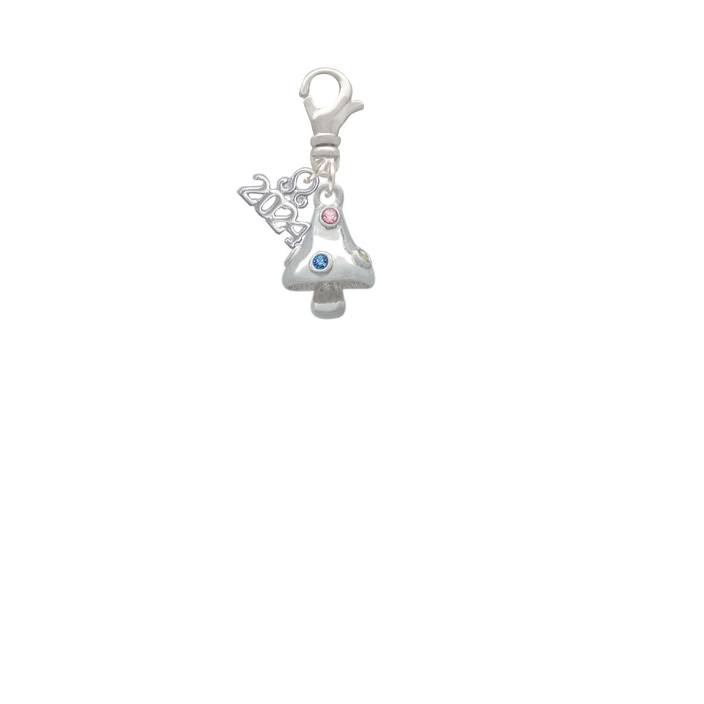Delight Jewelry Silvertone 3-D Mushroom with Crystals Clip on Charm with Year 2024 Image 2