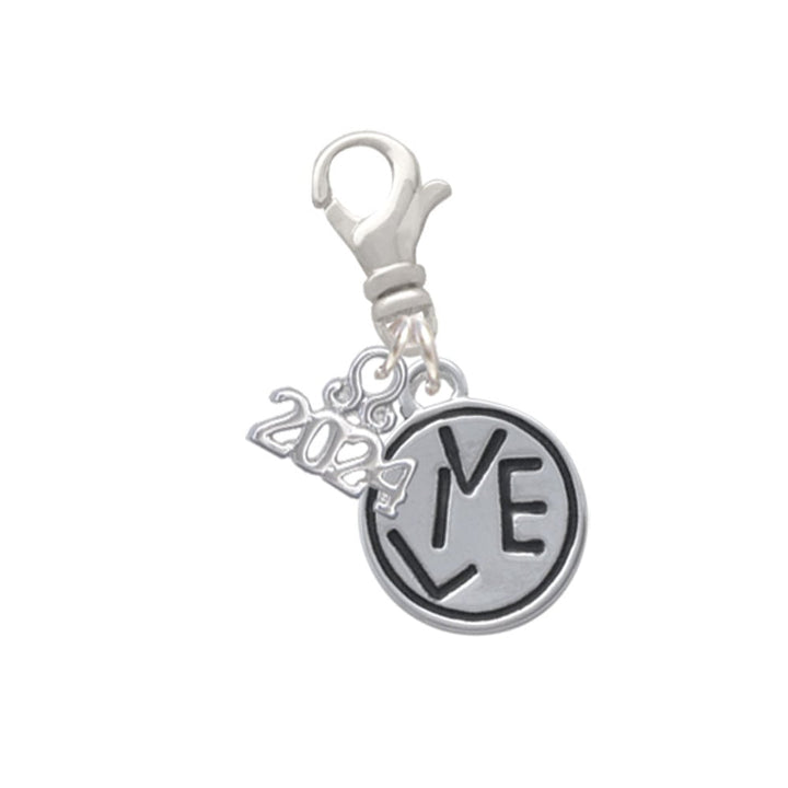 Delight Jewelry Silvertone Message in Circle Clip on Charm with Year 2024 Image 1