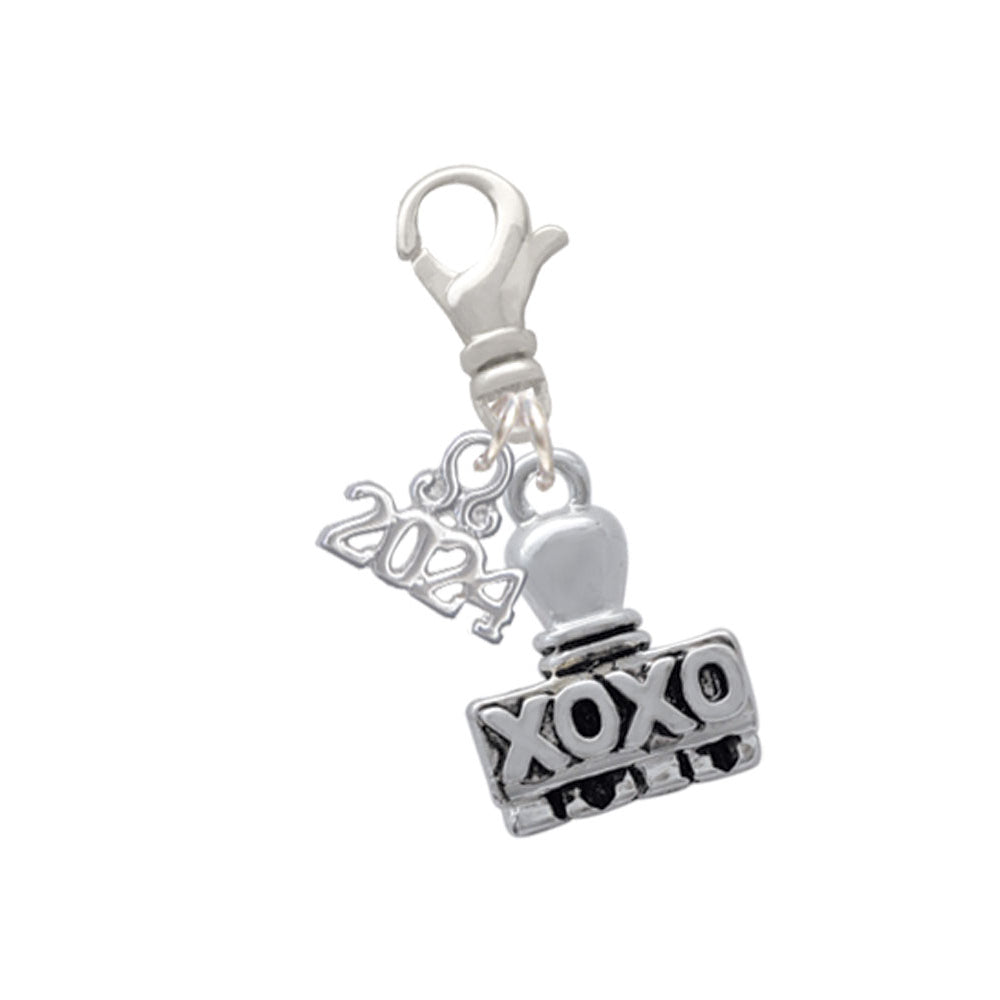 Delight Jewelry Silvertone Message Stamp Clip on Charm with Year 2024 Image 1