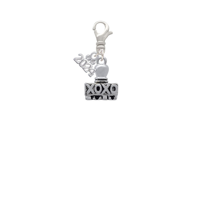 Delight Jewelry Silvertone Message Stamp Clip on Charm with Year 2024 Image 2