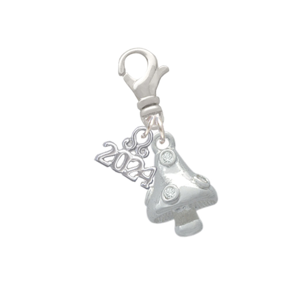 Delight Jewelry Silvertone 3-D Mushroom with Crystals Clip on Charm with Year 2024 Image 4