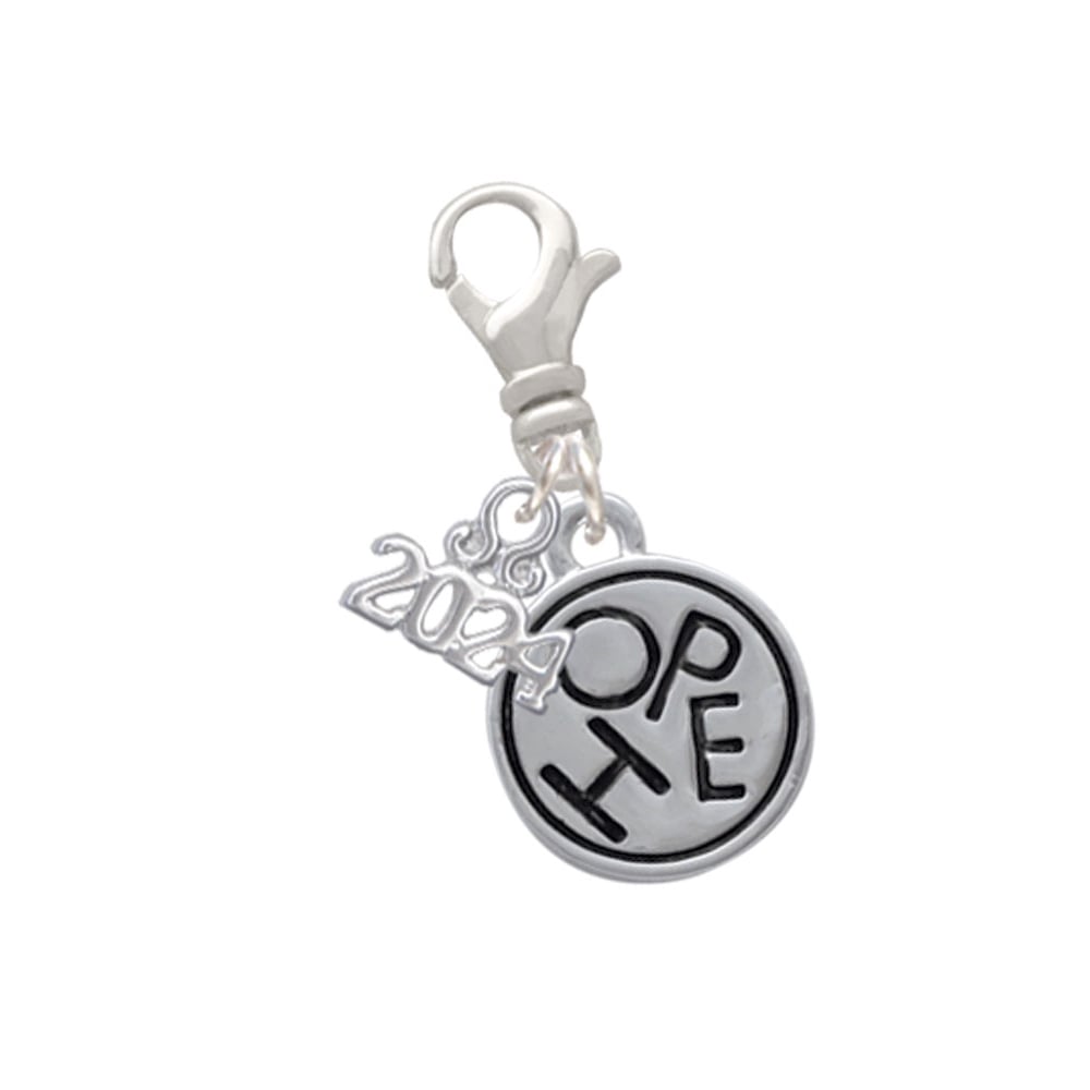 Delight Jewelry Silvertone Message in Circle Clip on Charm with Year 2024 Image 1