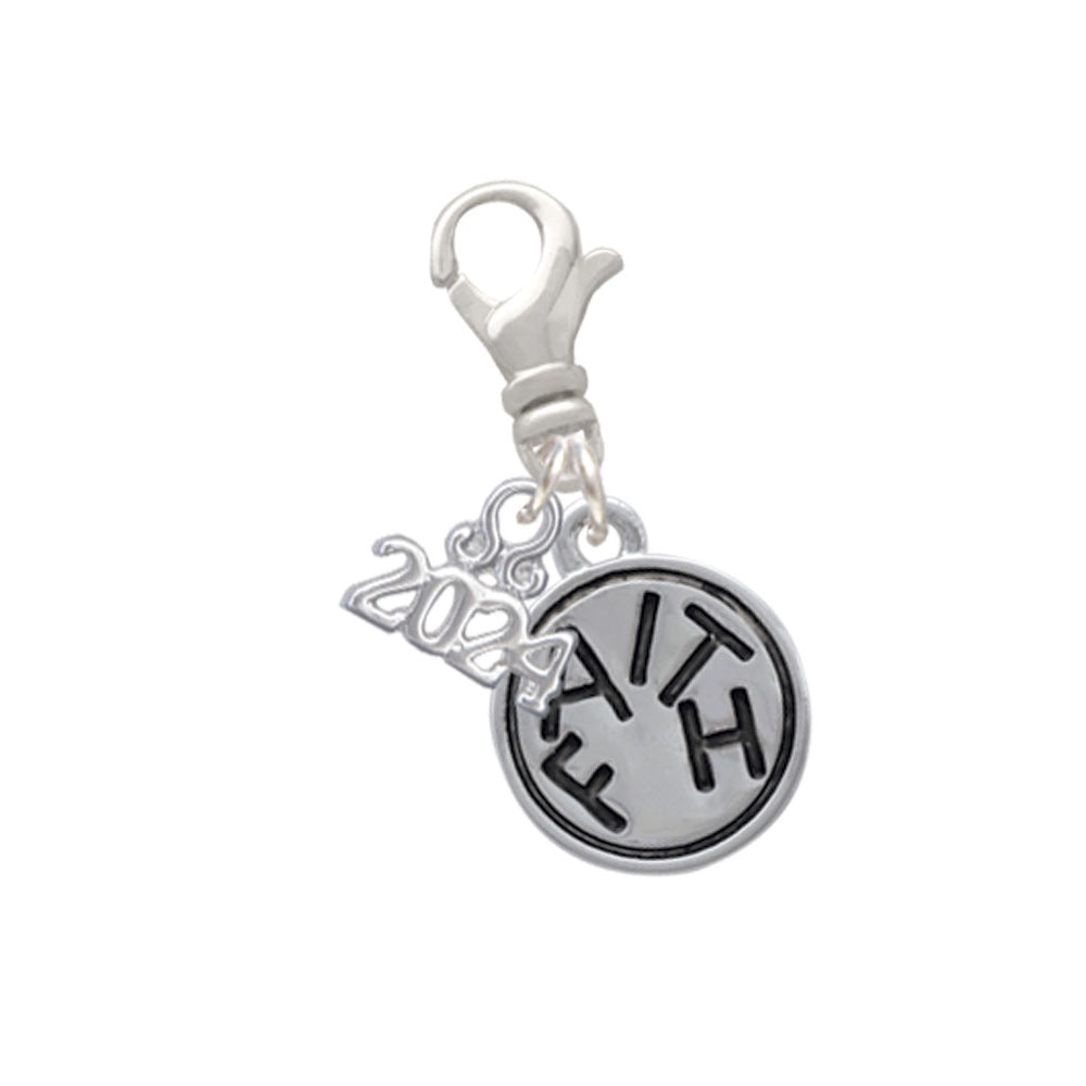 Delight Jewelry Silvertone Message in Circle Clip on Charm with Year 2024 Image 8