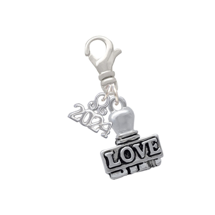 Delight Jewelry Silvertone Message Stamp Clip on Charm with Year 2024 Image 4