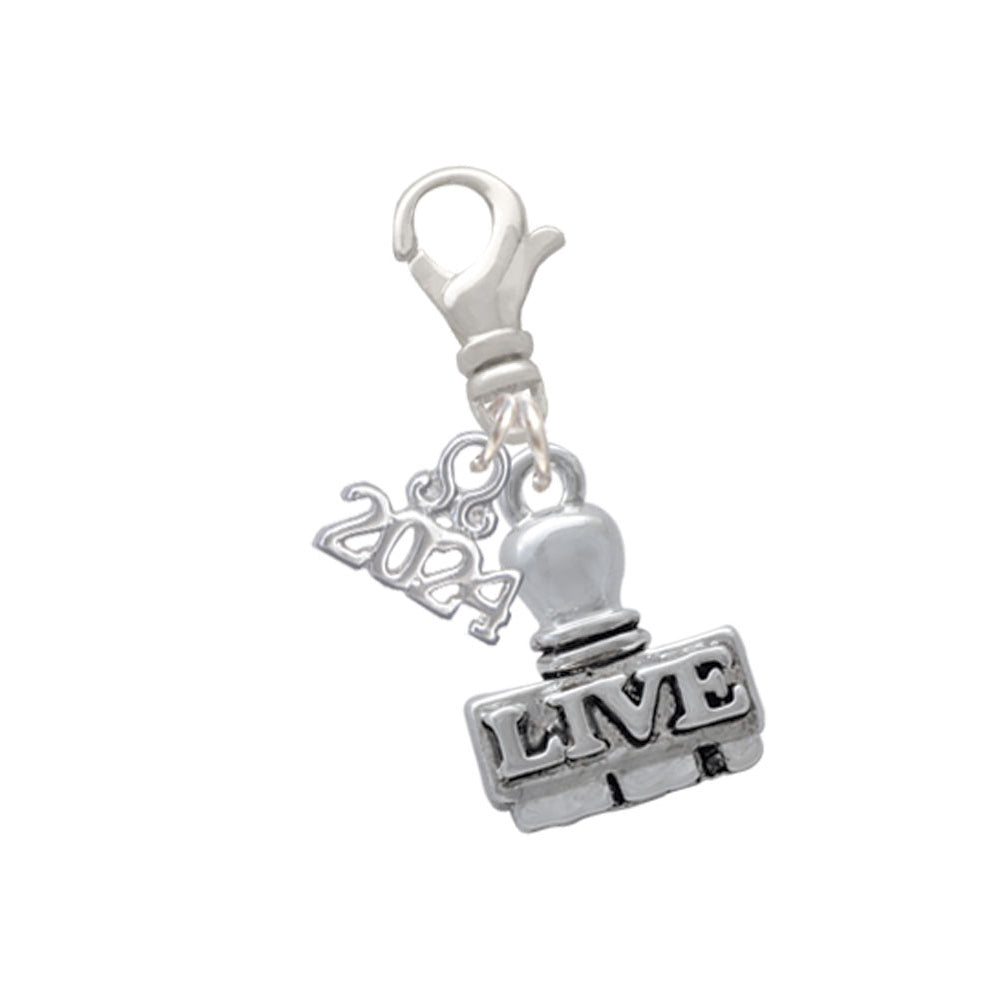 Delight Jewelry Silvertone Message Stamp Clip on Charm with Year 2024 Image 7