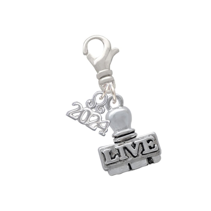 Delight Jewelry Silvertone Message Stamp Clip on Charm with Year 2024 Image 1