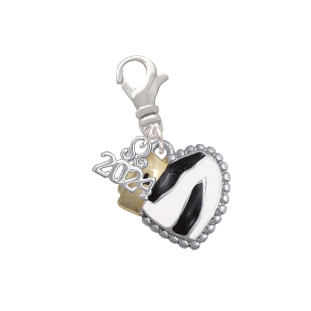Delight Jewelry Animal Print Heart with Nurse Hat Clip on Charm with Year 2024 Image 1