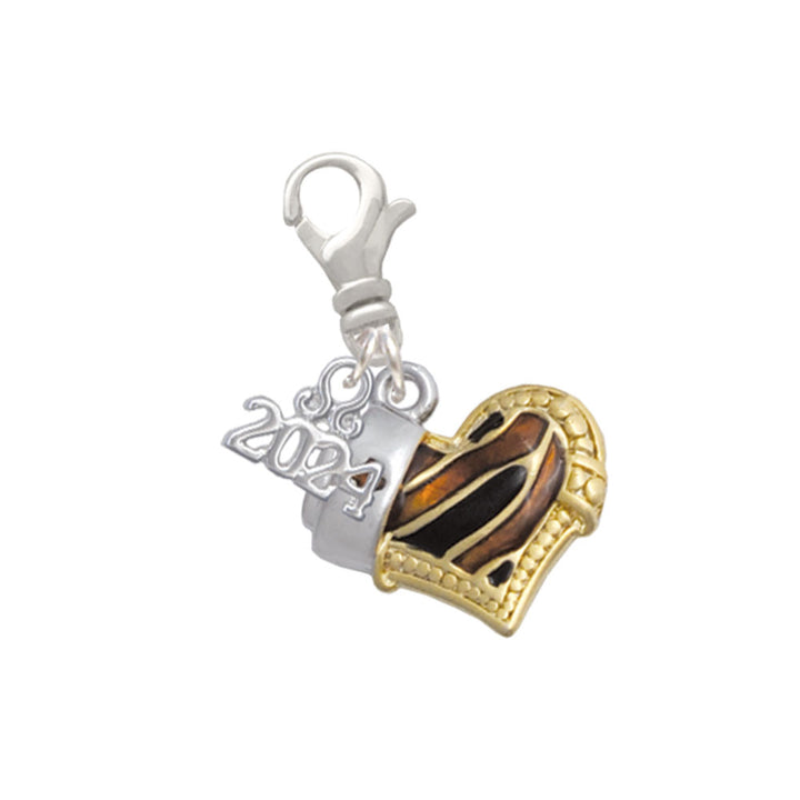Delight Jewelry Animal Print Heart with Nurse Hat Clip on Charm with Year 2024 Image 7