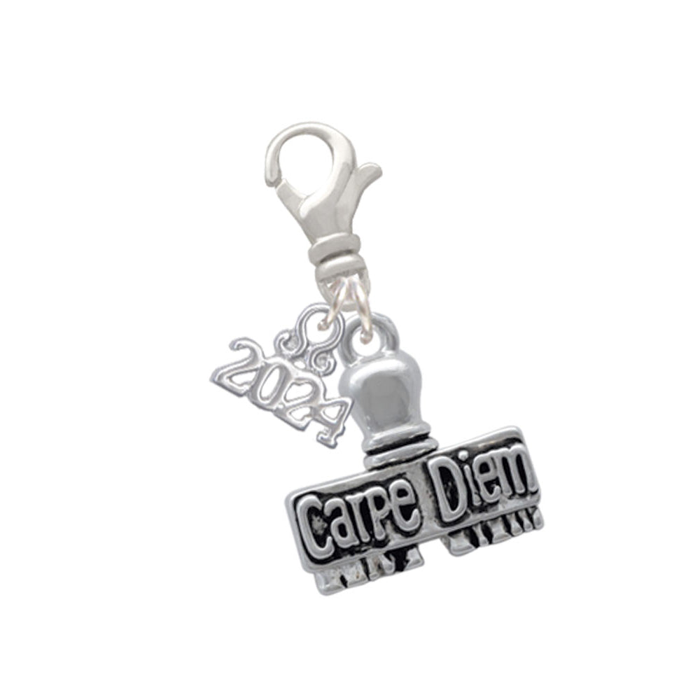 Delight Jewelry Silvertone Message Stamp Clip on Charm with Year 2024 Image 8