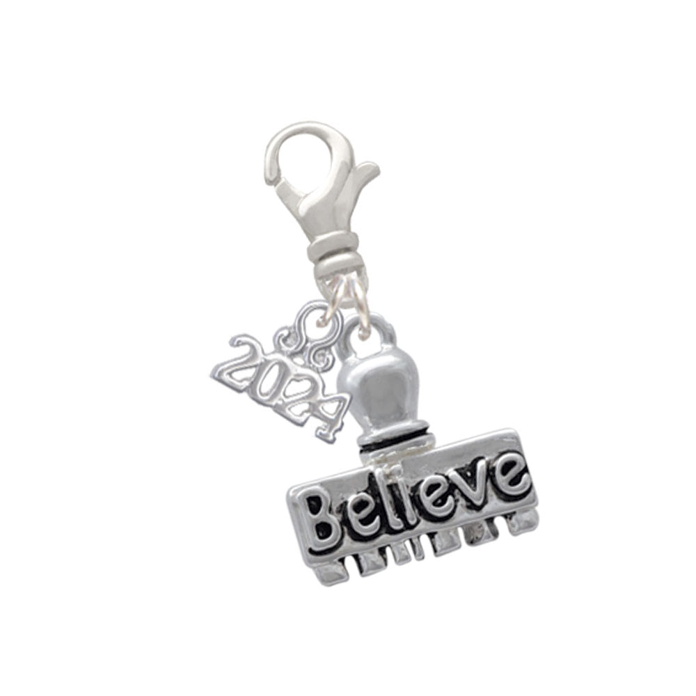 Delight Jewelry Silvertone Message Stamp Clip on Charm with Year 2024 Image 9