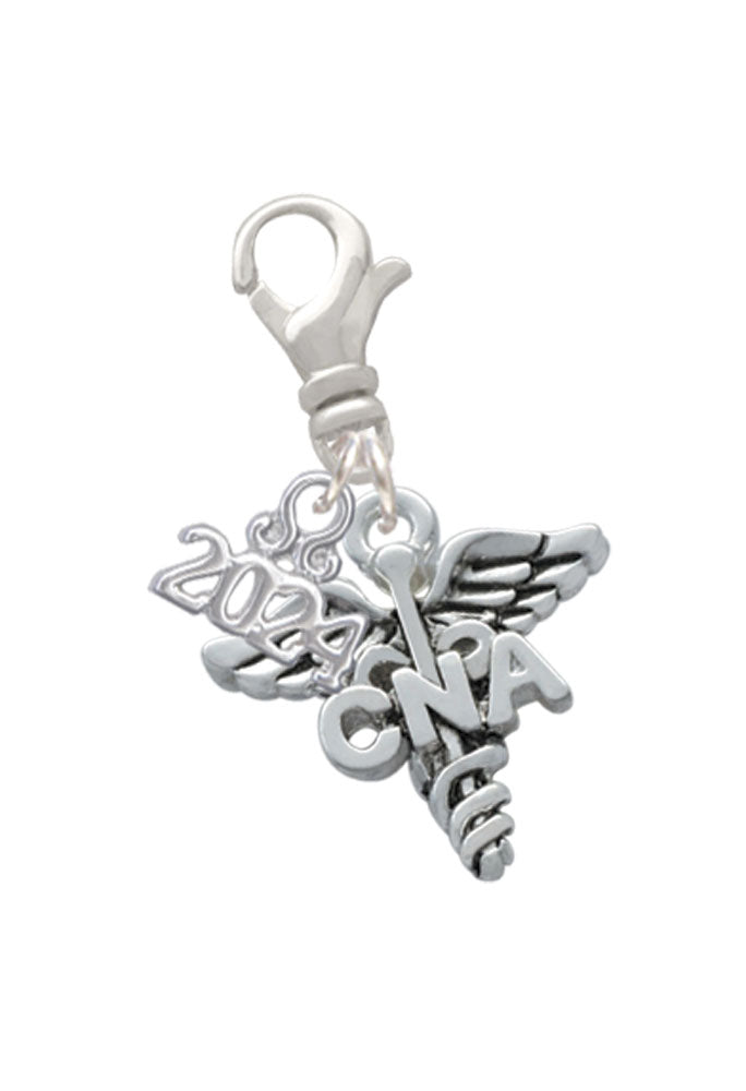 Delight Jewelry Silvertone Nurse Caduceus Clip on Charm with Year 2024 Image 4