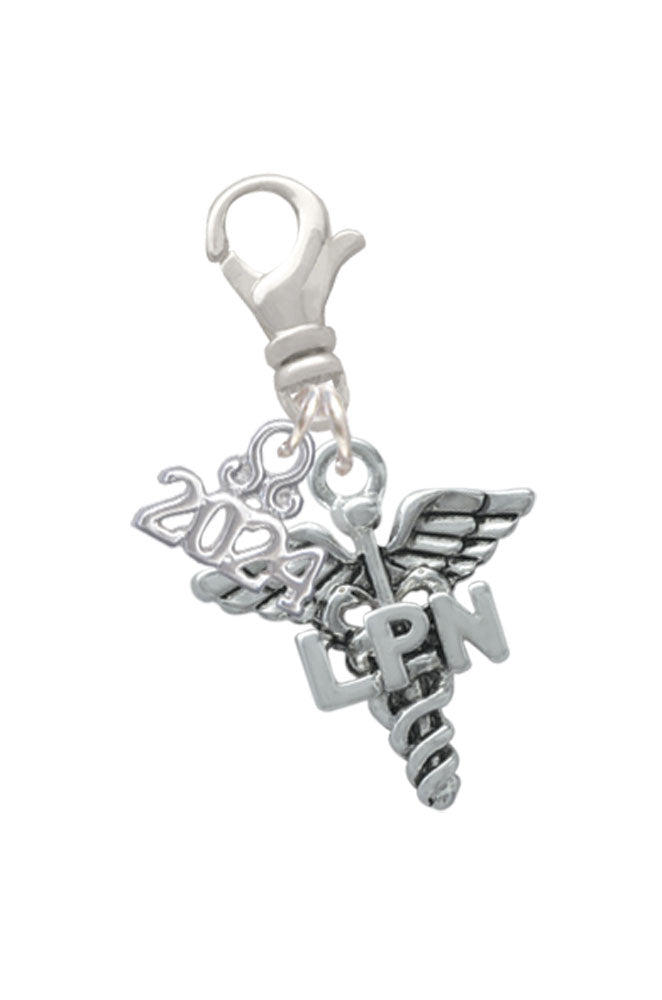 Delight Jewelry Silvertone Nurse Caduceus Clip on Charm with Year 2024 Image 6