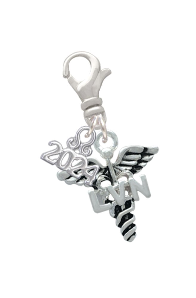 Delight Jewelry Silvertone Nurse Caduceus Clip on Charm with Year 2024 Image 7