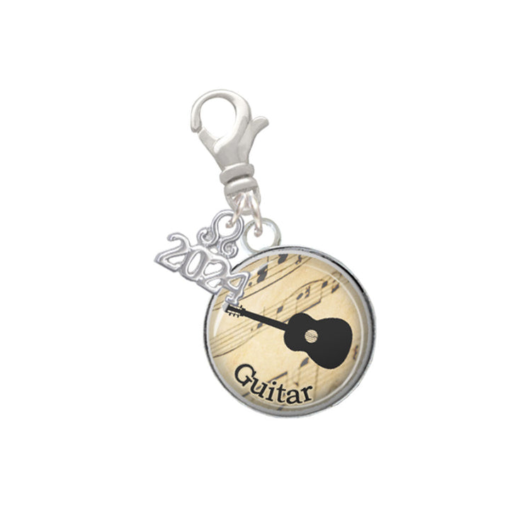 Delight Jewelry Silvertone Domed Music Clip on Charm with Year 2024 Image 8