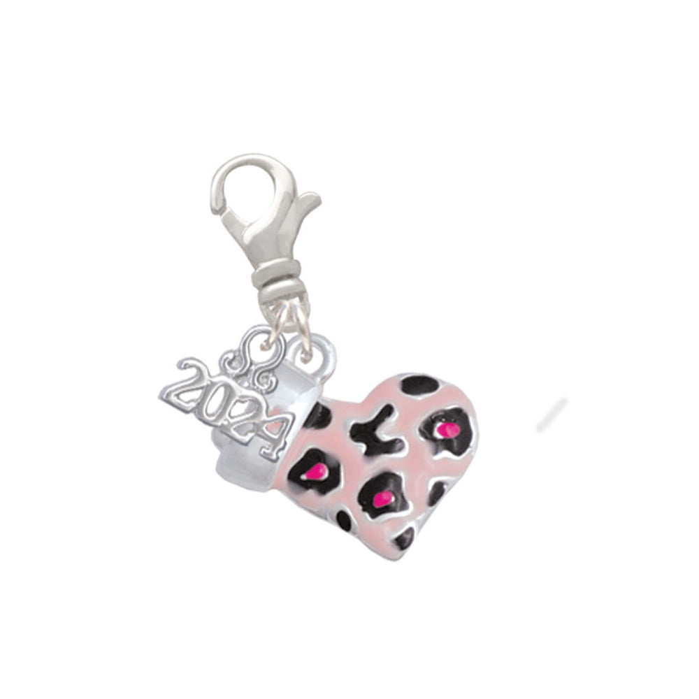 Delight Jewelry Animal Print Heart with Nurse Hat Clip on Charm with Year 2024 Image 8
