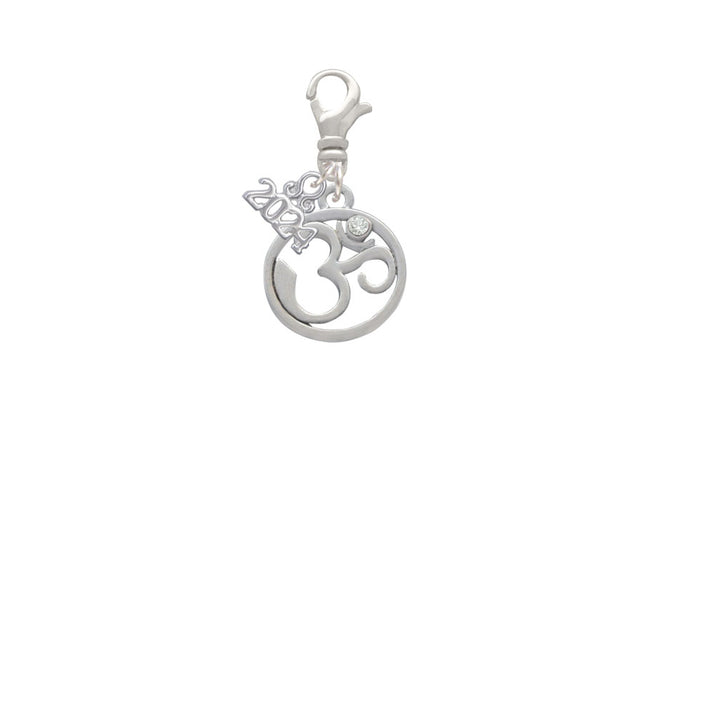 Delight Jewelry Silvertone Om in Circle with Crystal Clip on Charm with Year 2024 Image 2