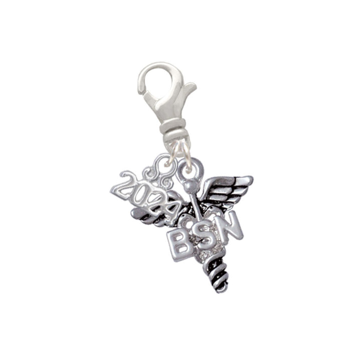 Delight Jewelry Silvertone Nurse Caduceus Clip on Charm with Year 2024 Image 10