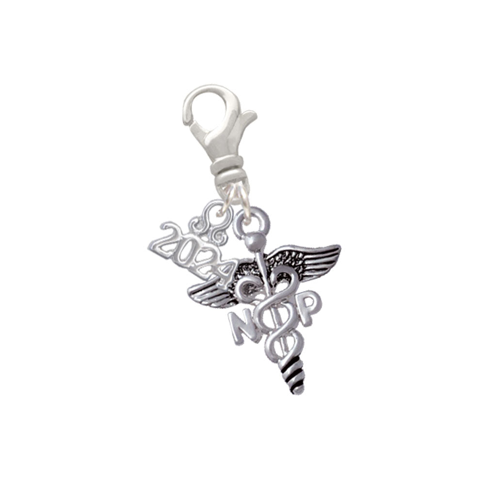 Delight Jewelry Silvertone Nurse Caduceus Clip on Charm with Year 2024 Image 12