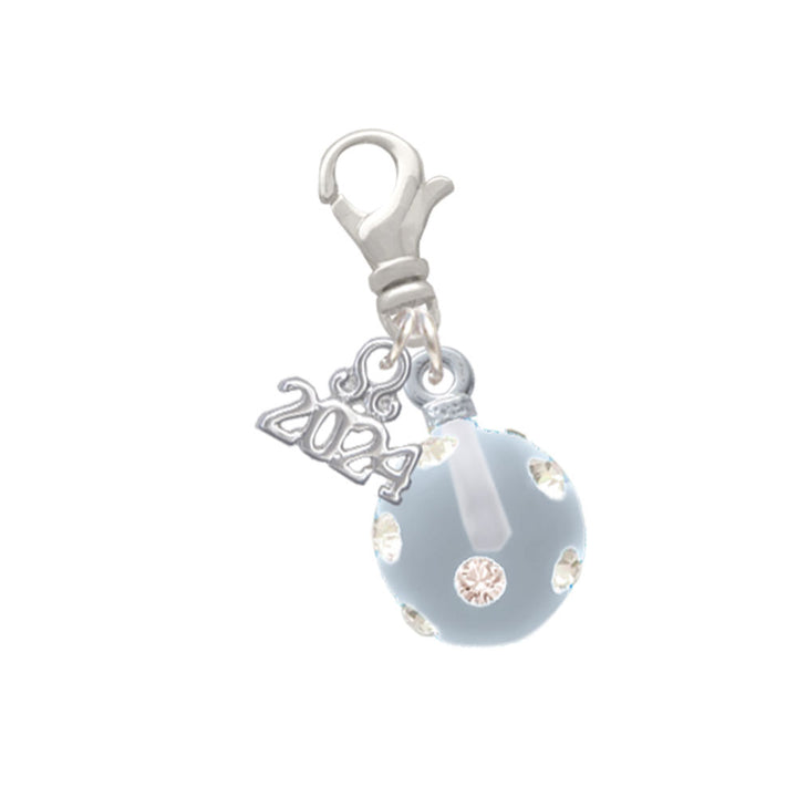 Delight Jewelry Silvertone 3-D Frosted Resin Ornament with Crystals Clip on Charm with Year 2024 Image 4