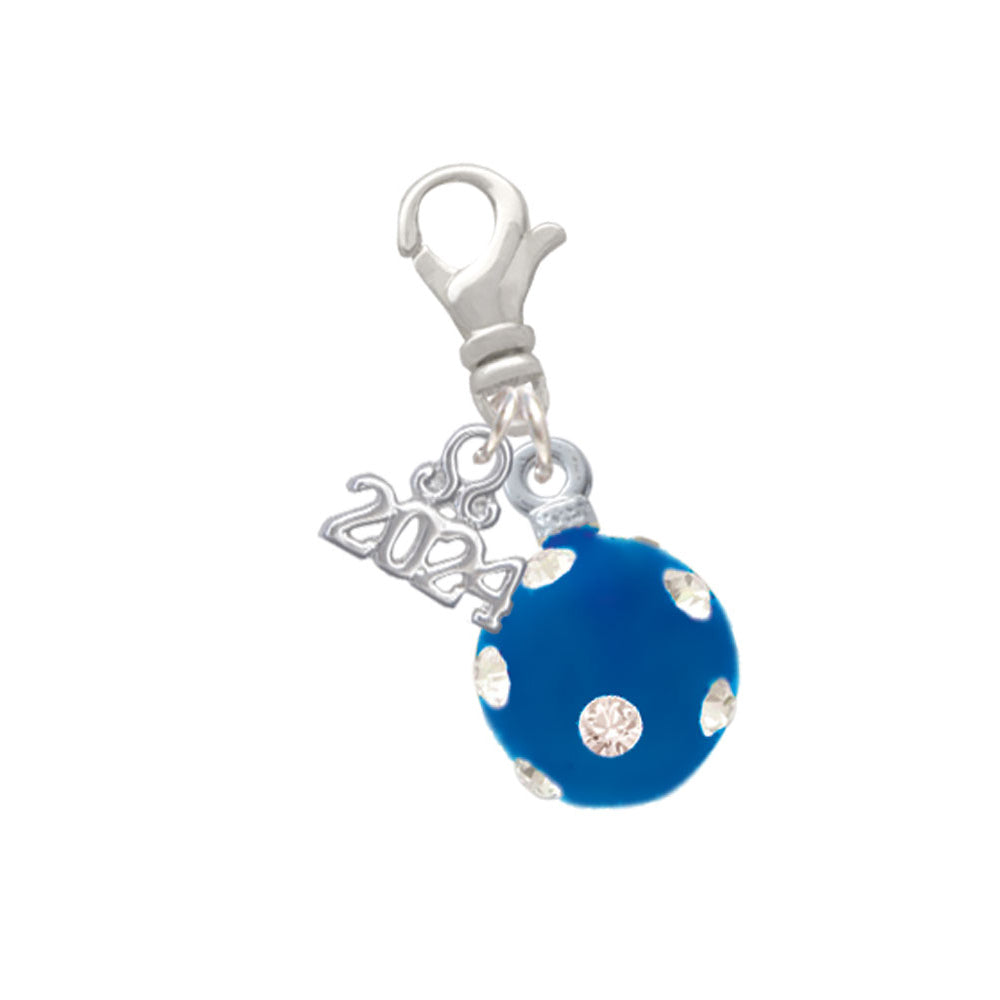 Delight Jewelry Silvertone 3-D Frosted Resin Ornament with Crystals Clip on Charm with Year 2024 Image 7