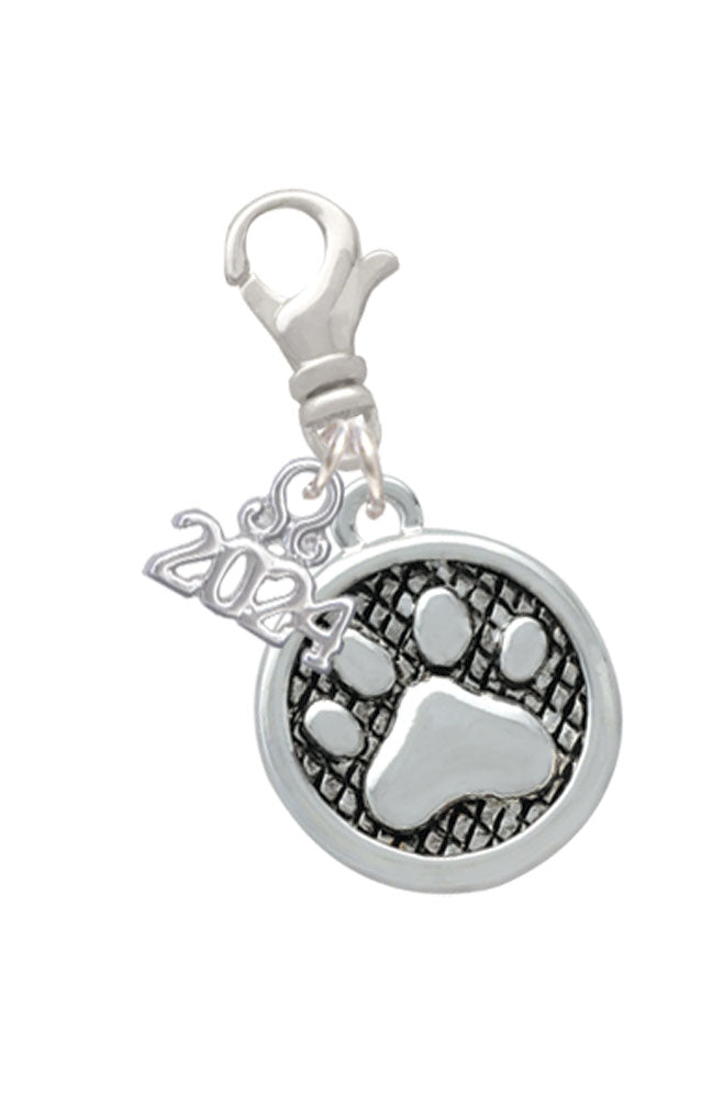 Delight Jewelry Plated Paw in Circle Clip on Charm with Year 2024 Image 1