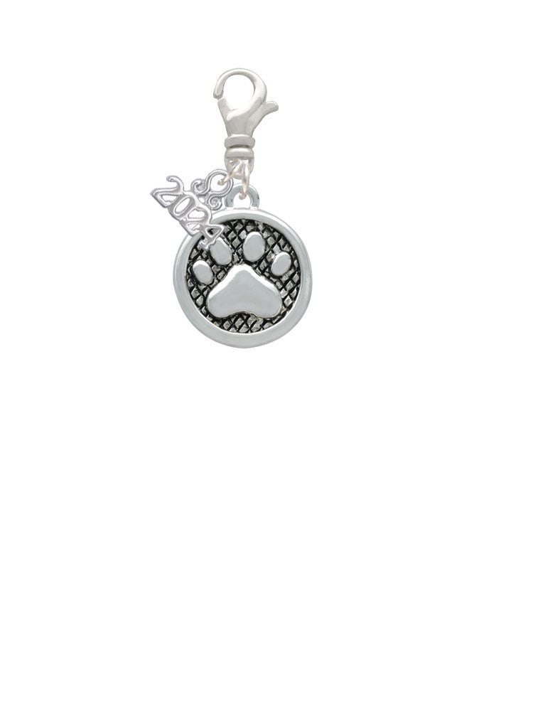Delight Jewelry Plated Paw in Circle Clip on Charm with Year 2024 Image 2